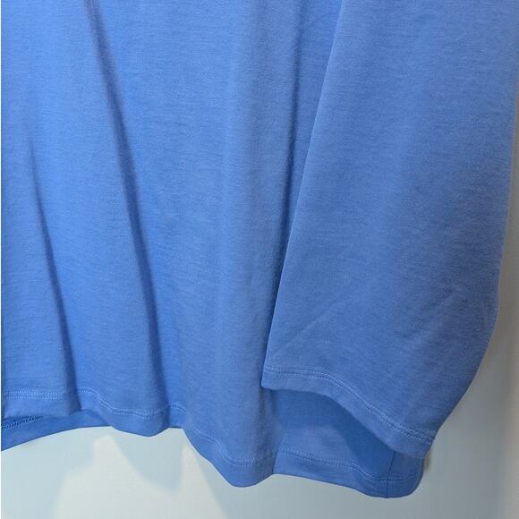 Lands End Women's Plus Sz 2X Blue Long Sleeve Soft Cotton V Neck T-Shirt - Picture 2 of 5
